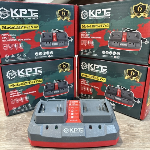 Bộ Sạc Đôi Pin 21V KPTs KPT-21VX2 Chân Pin M21 Sạc Nhanh Tự Ngắt