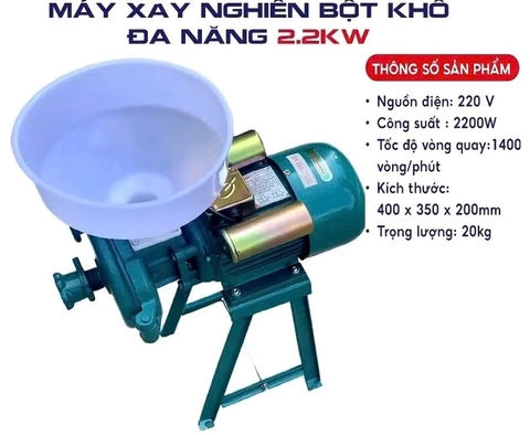 MÁY XAY NGHIỀN BỘT KHÔ ĐẦU NGHIỀN GANG MOTO 2.2KW LÕI HỢP KIM XAY CÁC LOẠI HẠT SIÊU NHANH