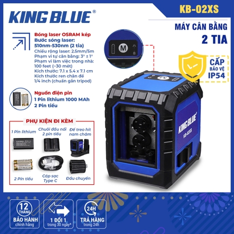 MÁY CÂN BẰNG 2 TIA XANH KING BLUE KB-02XS LASER OSRAM BÓNG KÉP