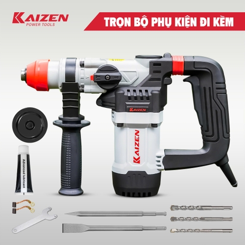 Máy Khoan Búa 2 Chức Năng KAIZEN KZ-RH30CT 1100W Khoan Đục Bê Tông SDS Plus 6-14mm