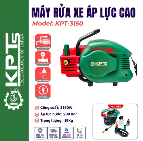 MÁY XỊT RỬA CAO ÁP KPTs KPT-3150 CÓ ÁT CHỐNG GIẬT CÓ CHỈNH ÁP 3150W 200BAR 12L