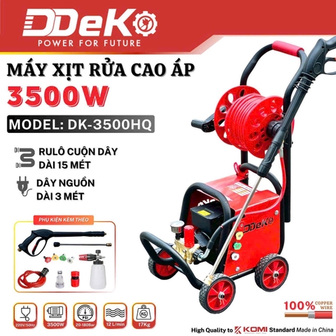 MÁY XỊT RỬA XE CAO ÁP CÓ CHỈNH ÁP CÓ ÁT CHỐNG GIẬT DDEKO DK-3500HQ 3500W