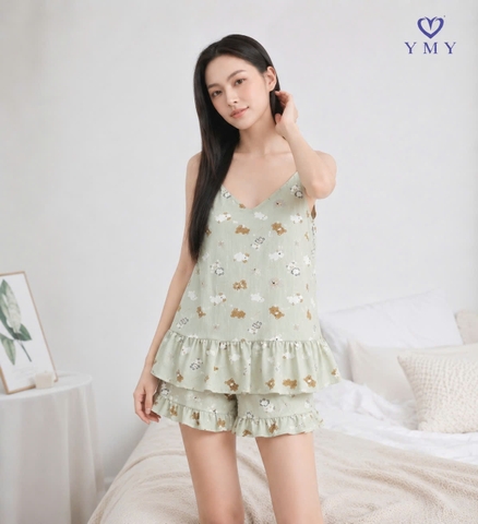 COZYY SLEEPWEAR- Set Đồ Ngủ 2 Dây YMY Phong Cách Trẻ Trung