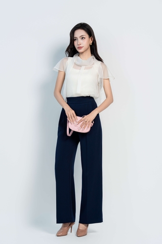ROSEA TOP - Áo Sơ Mi Voan Khăn Liền YMY Chất Liệu Nhập Khẩu Phong Cách Thanh Lịch (Y05BLS06)