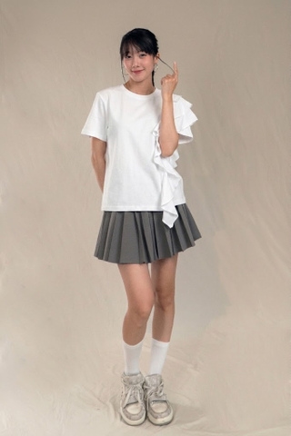 Ruffle Tee- Áo Phông Vai Bèo Điệu Đà YMY, Chất Liệu Cotton Thoáng mát