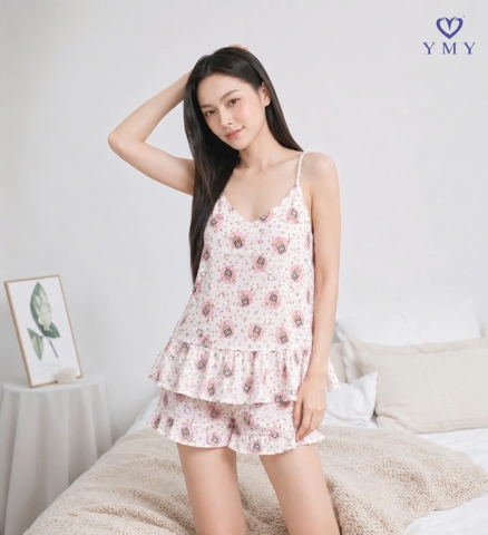 COZYY SLEEPWEAR- Set Đồ Ngủ 2 Dây YMY Phong Cách Trẻ Trung