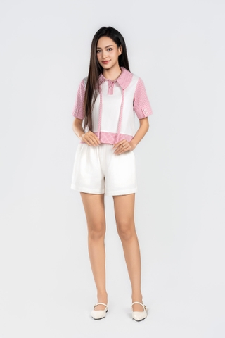 HELENA SHIRT- Áo Sơ Mi Kẻ Caro Cổ Trụ YMY Phong Cách Trẻ Trung (Y06BLS03)