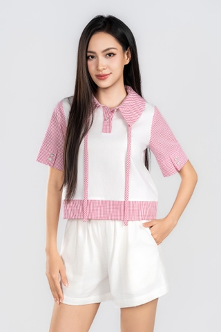 HELENA SHIRT- Áo Sơ Mi Kẻ Caro Cổ Trụ YMY Phong Cách Trẻ Trung (Y06BLS03)
