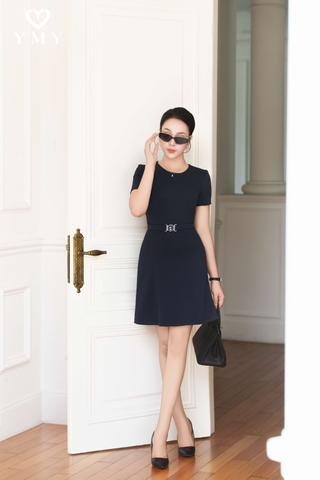 BELLINA DRESS - Váy Liền Cổ Tròn Kèm Dây Đai Chất Liệu Rayon Spandex Phong Cách Thanh Lịch (Y05OPS07)