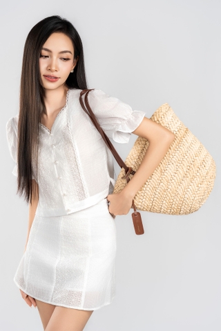 ELOISE SKIRT- Chân váy Phối Vải Thêu YMY Chất Liệu Cotton, Poly (Y06SKS06)