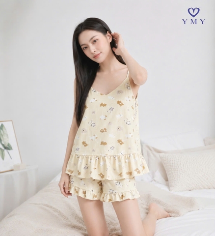COZYY SLEEPWEAR- Set Đồ Ngủ 2 Dây YMY Phong Cách Trẻ Trung