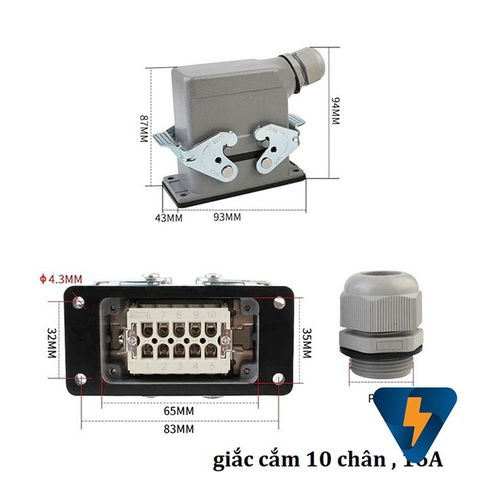 Bộ kết nối dây điện 10 chân 16A