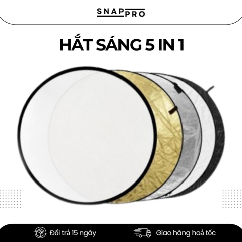 Hắt Sáng 5 Trong 1 110cm – Tấm Tản Sáng Chụp Ảnh, Quay Phim Studio (Trắng/Bạc/Vàng/Đen/Xuyên Sáng)