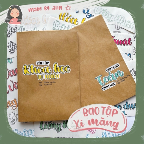 Set 10 tờ BAO TẬP xi măng craft, caro, nylon, nilon, ni lông trong suốt bọc, bao tập, bọc vở - TẶNG KÈM băng dính 2 mặt