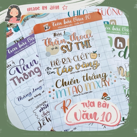 Sticker TỰA BÀI VĂN HỌC 10 - Học kì 1 (Cánh diều/Kết nối tri thức) - MADE BY AHN thiết kế