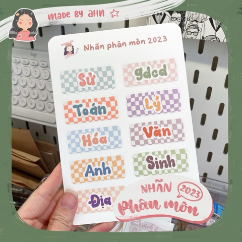 Nhãn phân môn 2023 sticker boc  dan MADE BY AHN thiết kế