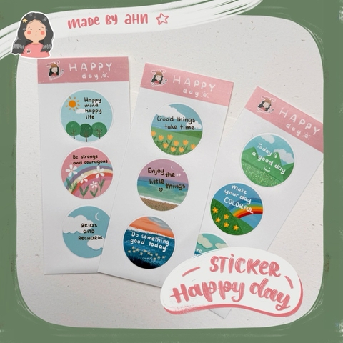 Set Sticker HAPPY DAY trang trí sổ tay, Bullet Journal - MADE BY AHN thiết kế