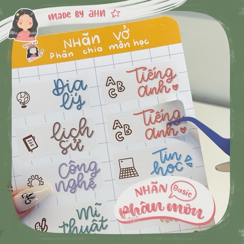Set Sticker NHÃN VỞ PHÂN MÔN tiện lơi - MADE BY AHN thiết kế