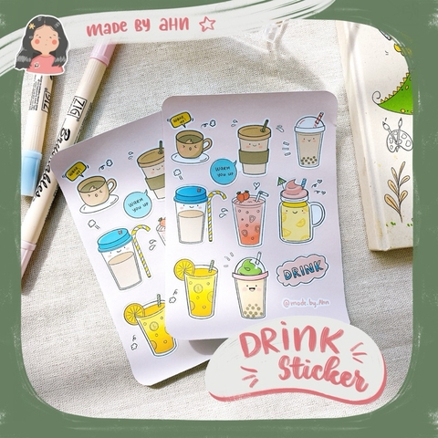 Sticker Đồ Uống dễ thương trang trí sổ tay, Bullet journal - MADE BY AHN thiết kế