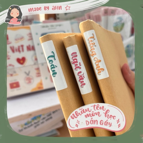 Sticker nhãn tên môn học dán gáy sách vở tiện lợi - MADE BY AHN thiết kế