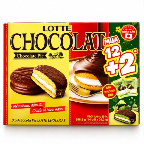 BANH LOTTE CHOCOLAT PIE 12+2P 396.2g