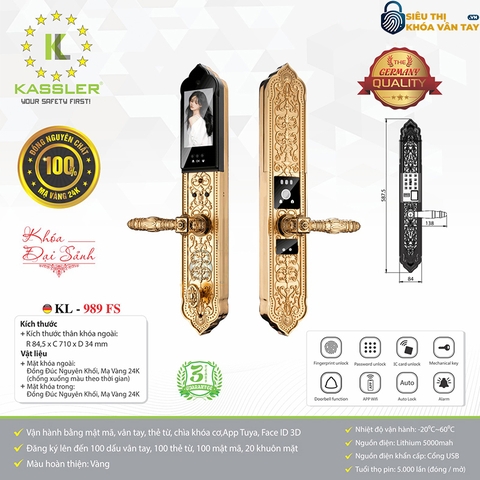 Khóa vân tay Kassler đại sảnh KL-989 FS