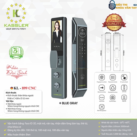 Khóa vân tay Kassler cửa gỗ KL-899 CNC