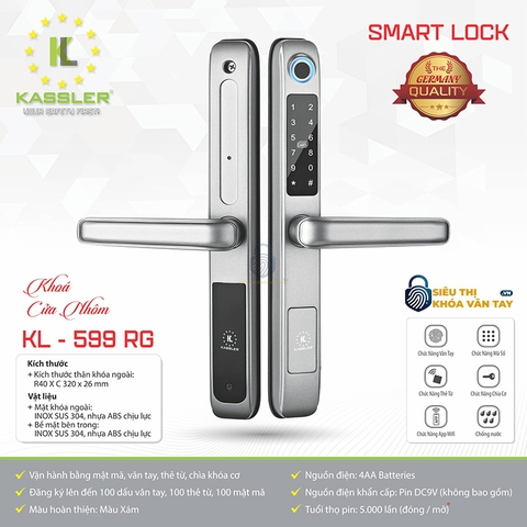 Khóa vân tay Kassler cửa nhôm KL-599 RG