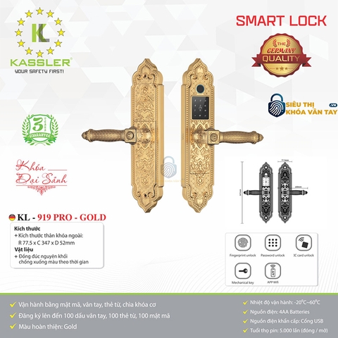 Khóa vân tay Kassler đại sảnh KL-919 PRO - GOLD