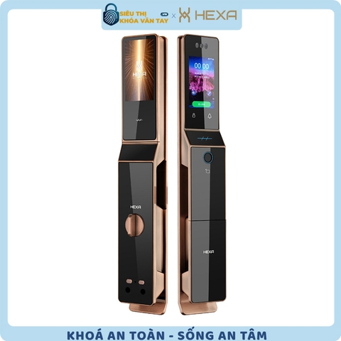 Khóa vân tay cửa gỗ Hexa P100M Pro max Face Id Màn hình 2 mặt