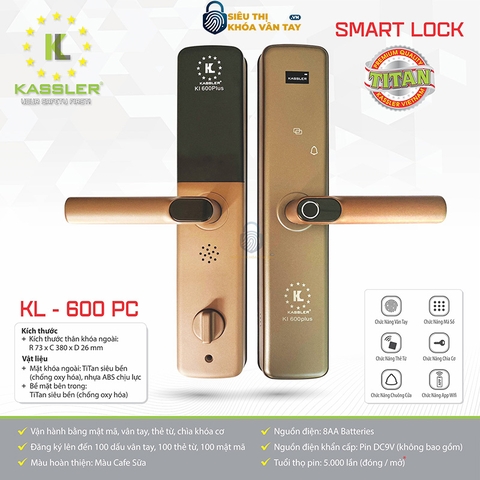 Khóa vân tay Kassler cửa gỗ KL - 600 PC