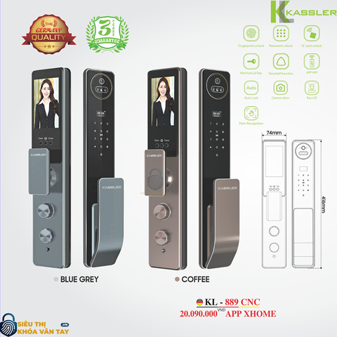 Khóa vân tay Kassler cửa gỗ KL-889 CNC