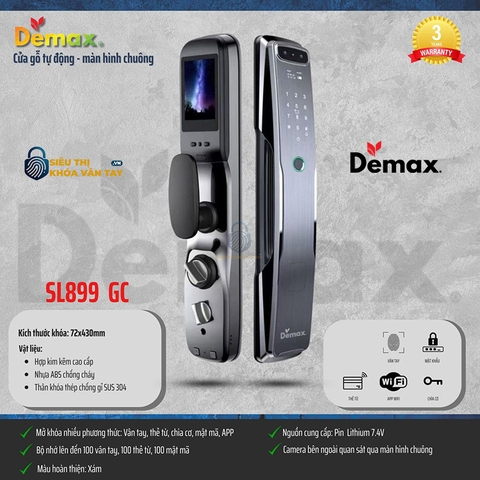 Khoá Vân Tay Cửa Gỗ Demax SL899