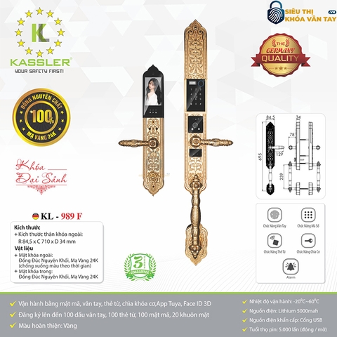 Khóa vân tay Kassler đại sảnh KL-989 F