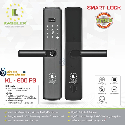 Khóa vân tay Kassler cửa gỗ KL - 600 PG