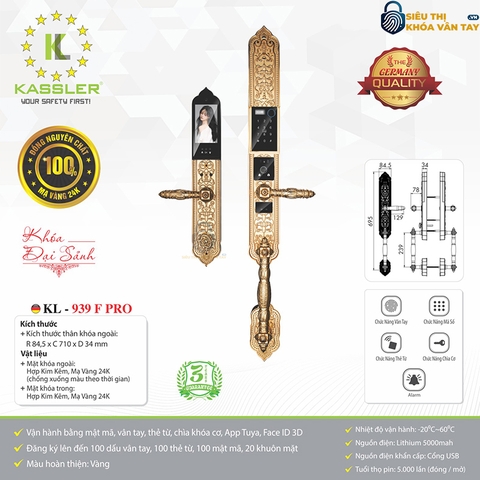 Khóa vân tay Kassler đại sảnh KL-939 F PRO