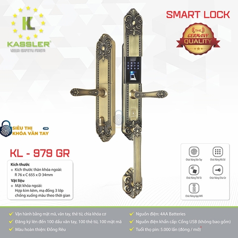 Khóa vân tay Kassler đại sảnh KL-979 GR