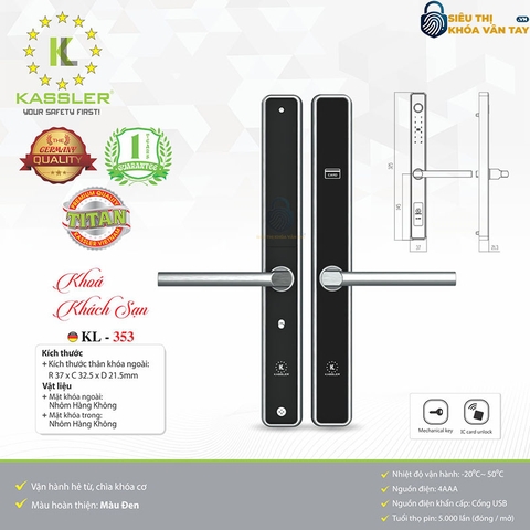Khóa vân tay Kassler khách sạn KL-353