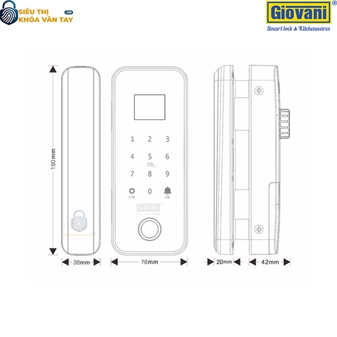 Khóa thông minh cửa kính Giovani GSL-G1B