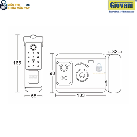 Khóa vân tay cửa cổng Giovani GSL-M1S