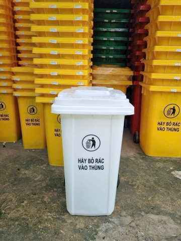 Thùng Rác Nhựa HPDE 240L Màu Trắng