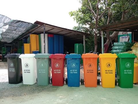 Thùng Đựng Rác Công Cộng HPDE 240L  Màu Đỏ Màu Cam Màu Xanh Dương