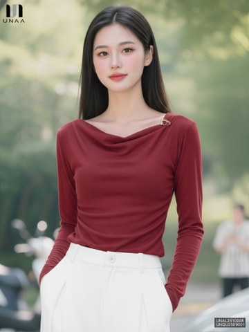 Áo len nhún lệch cực trẻ trung và dễ mặc UNAL2510008