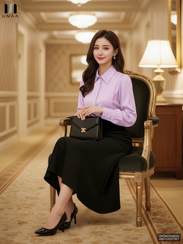Sơ mi lụa mí vạt thân Unaa xinh xắn, dịu dàng, thanh lịch UNSM2509005