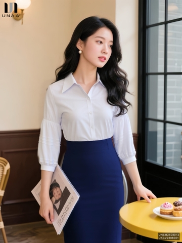 Sơ mi cổ đức bấu mí tay lịch sự UNSM2508013