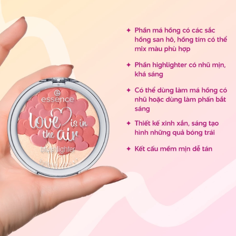 Phấn má và bắt sáng essence love is in the air blushlighter 10 dream up.8g