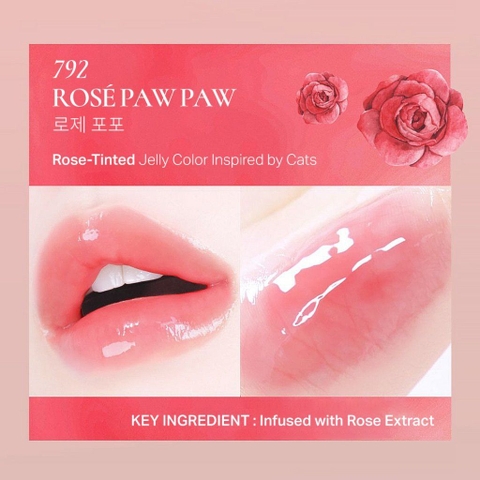 Son tint bóng Dinto Chubby Mocchi Jelly Paw Paw Lip Mask 792 Rosé Paw Paw- 10 g