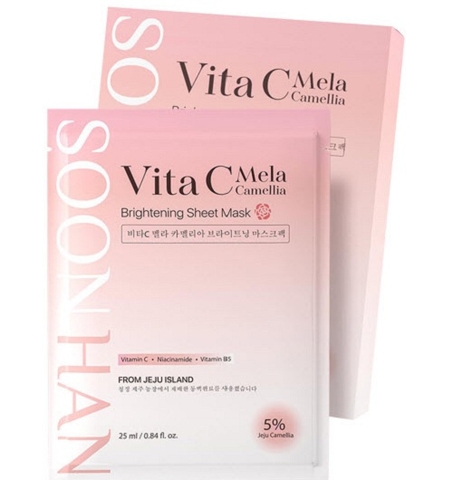 Soon Han Vita C Mela Camellia Brightening Sheet Mask (1 hộp / 10 cái)