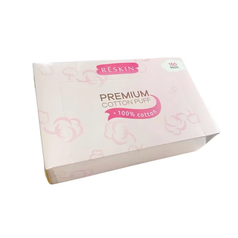 Bông tẩy trang loại vuông hiệu RESKIN, Premium, kích thước 5*5cm, đóng gói bán lẻ 140 hộp/thùng, 150 miếng/hộp, mới 100%