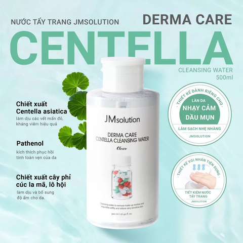 Nước tẩy trang dưỡng da JMsolution Derma Care Centella Water Clear 850ml/chai